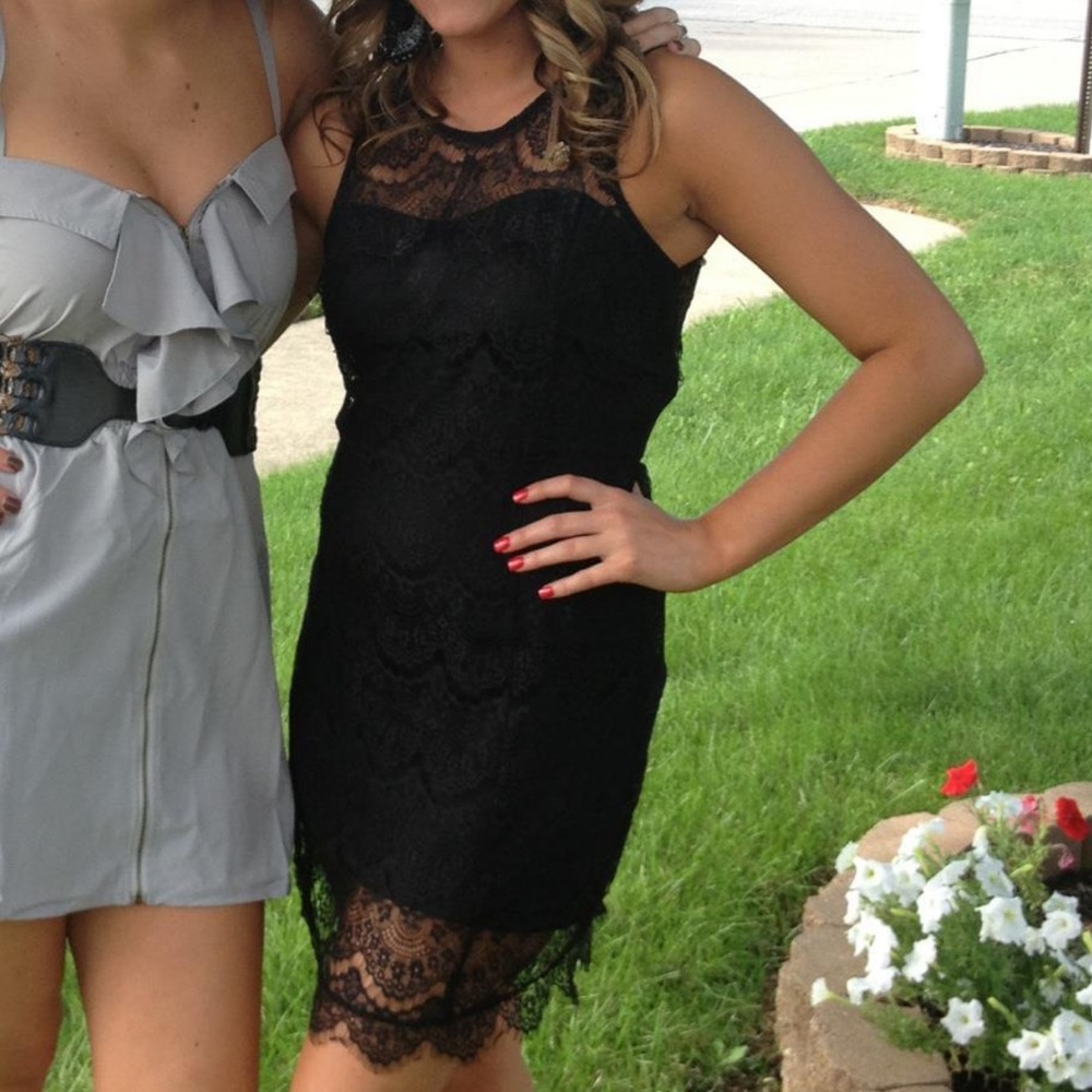 Lace black cutout dress